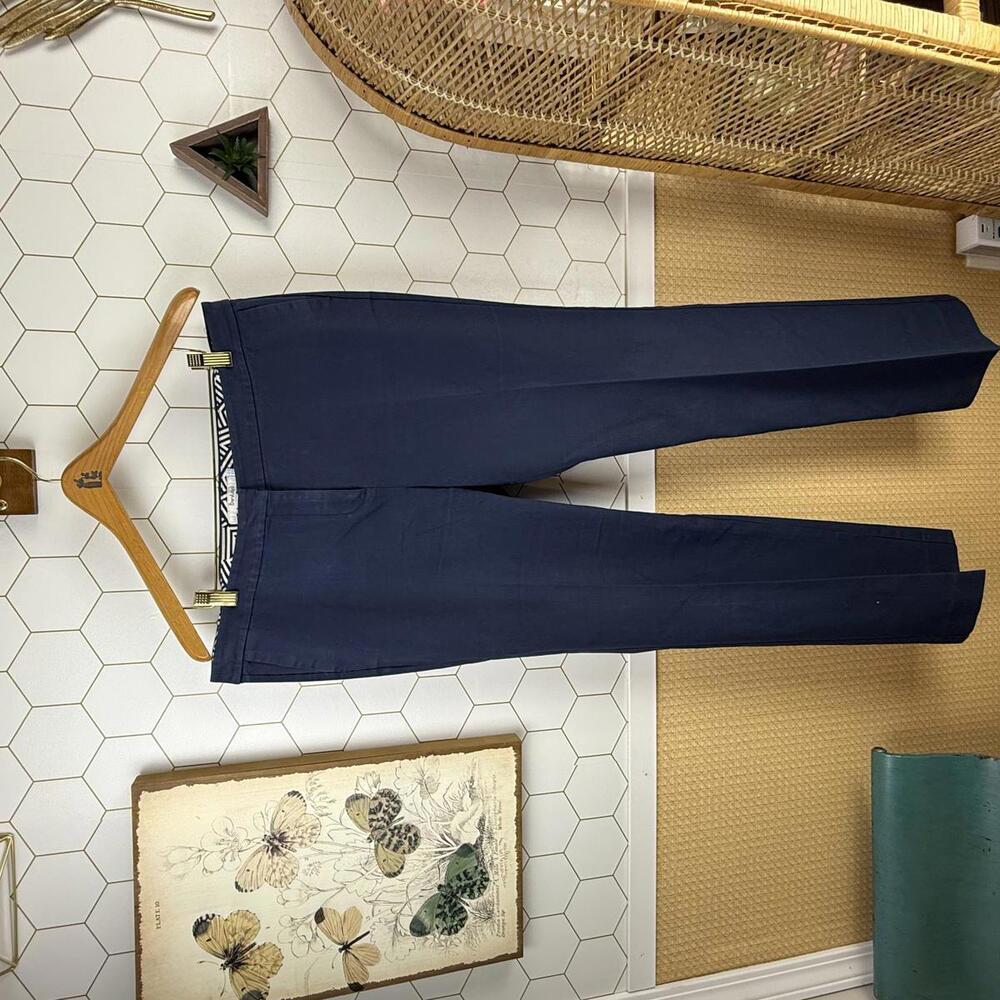 BODEN Cotton Blend Classic Navy Tailored Fit Pants - Size - 12 Long